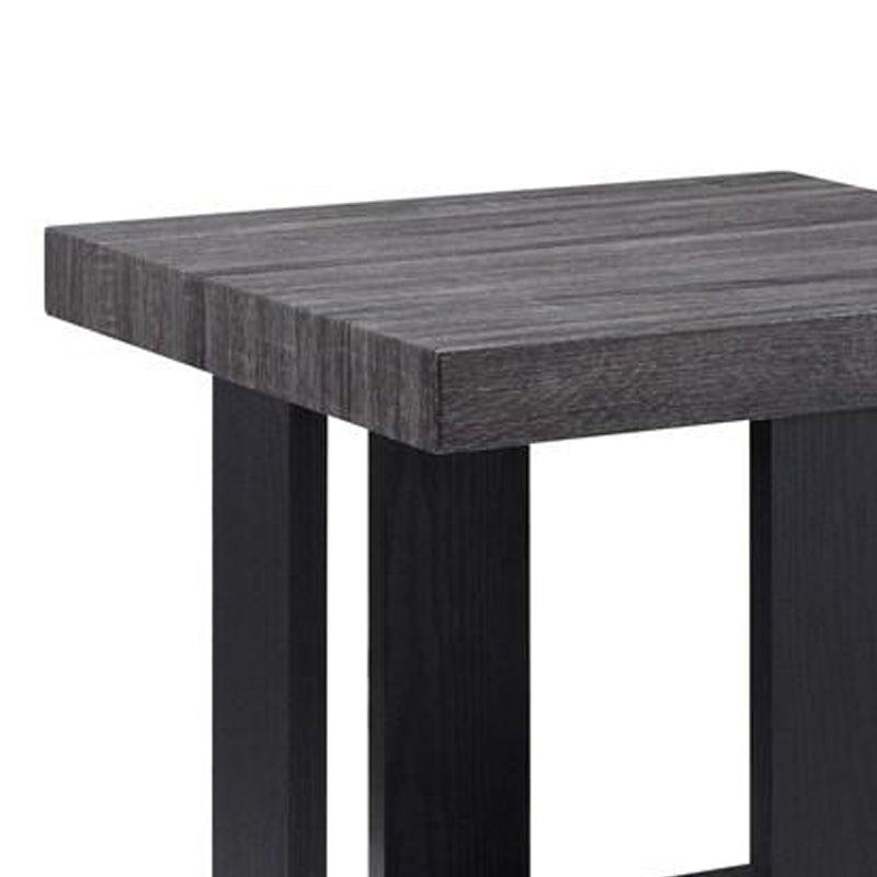 Wood And Metal 3 Piece Cocktail Table Set Gray And Black By Benzara | End Tables | Modishstore - 3