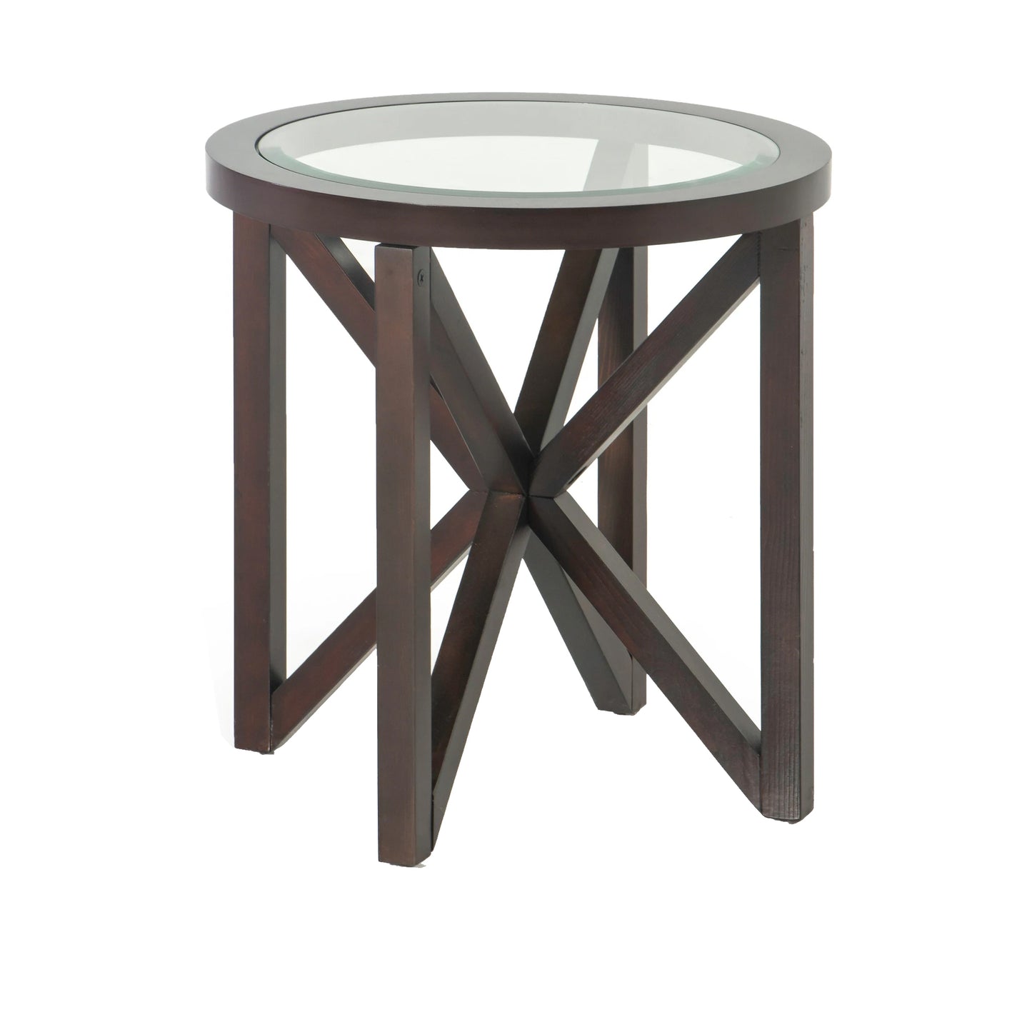 Wood And Glass 3 Piece Cocktail Set With Star Design Base Brown By Benzara | End Tables | Modishstore - 2