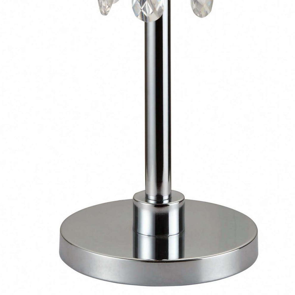 Metal Chandelier Table Lamp With Crystal Accent, Set Of 2,Black And Chrome By Benzara | Table Lamps |  Modishstore  - 5