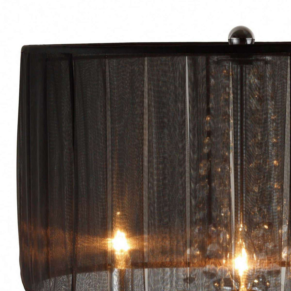 Metal Chandelier Table Lamp With Crystal Accent, Set Of 2,Black And Chrome By Benzara | Table Lamps |  Modishstore  - 3