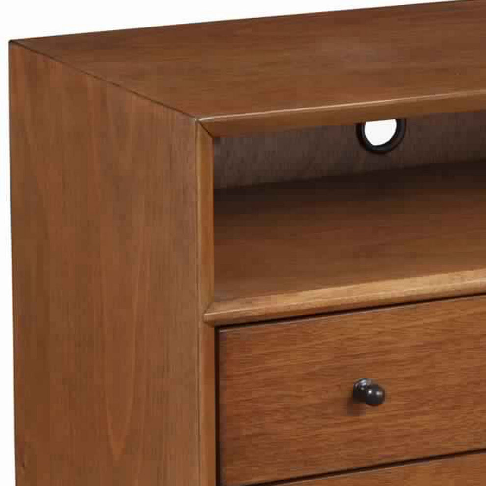 2 Drawer Wooden Nightstand With Open Compartment And Splayed Legs, Brown By Benzara | Nightstands | Modishstore - 4