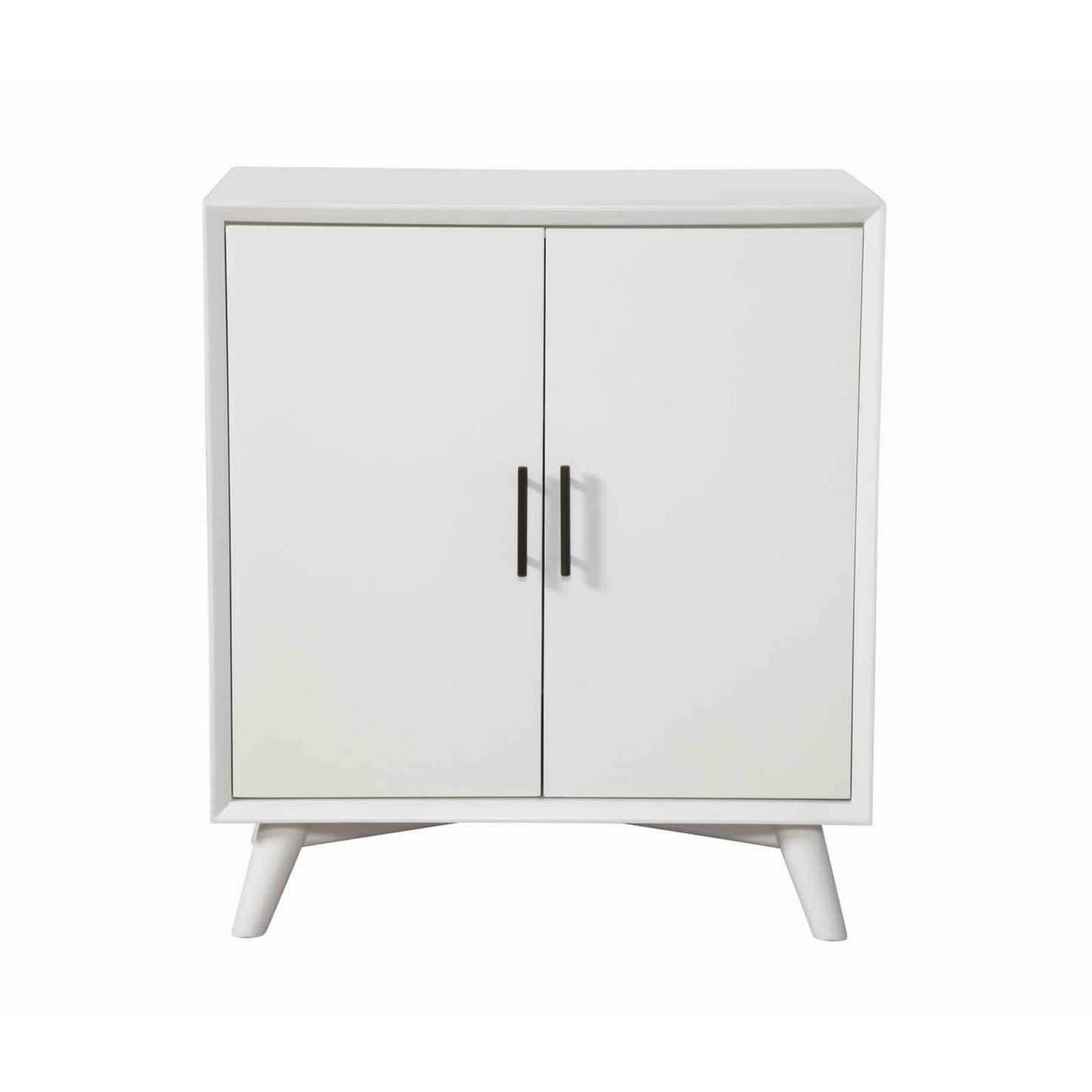 Transitional Style 2 Door Wooden Bar Cabinet With Splayed Legs, White By Benzara | Cabinets | Modishstore - 2