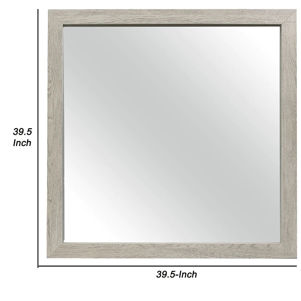 Transitional Style Square Mirror With Wooden Frame, Brown By Benzara | Mirrors |  Modishstore  - 3