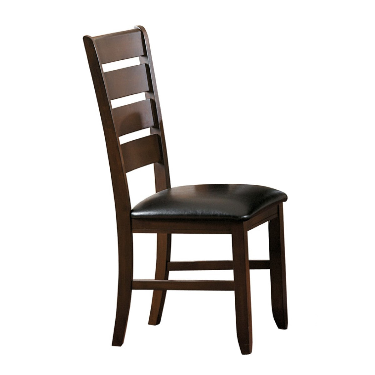 Faux Leather Upholstered Wooden Side Chair With Ladder Back Design, Brown By Benzara | Accent Chairs | Modishstore