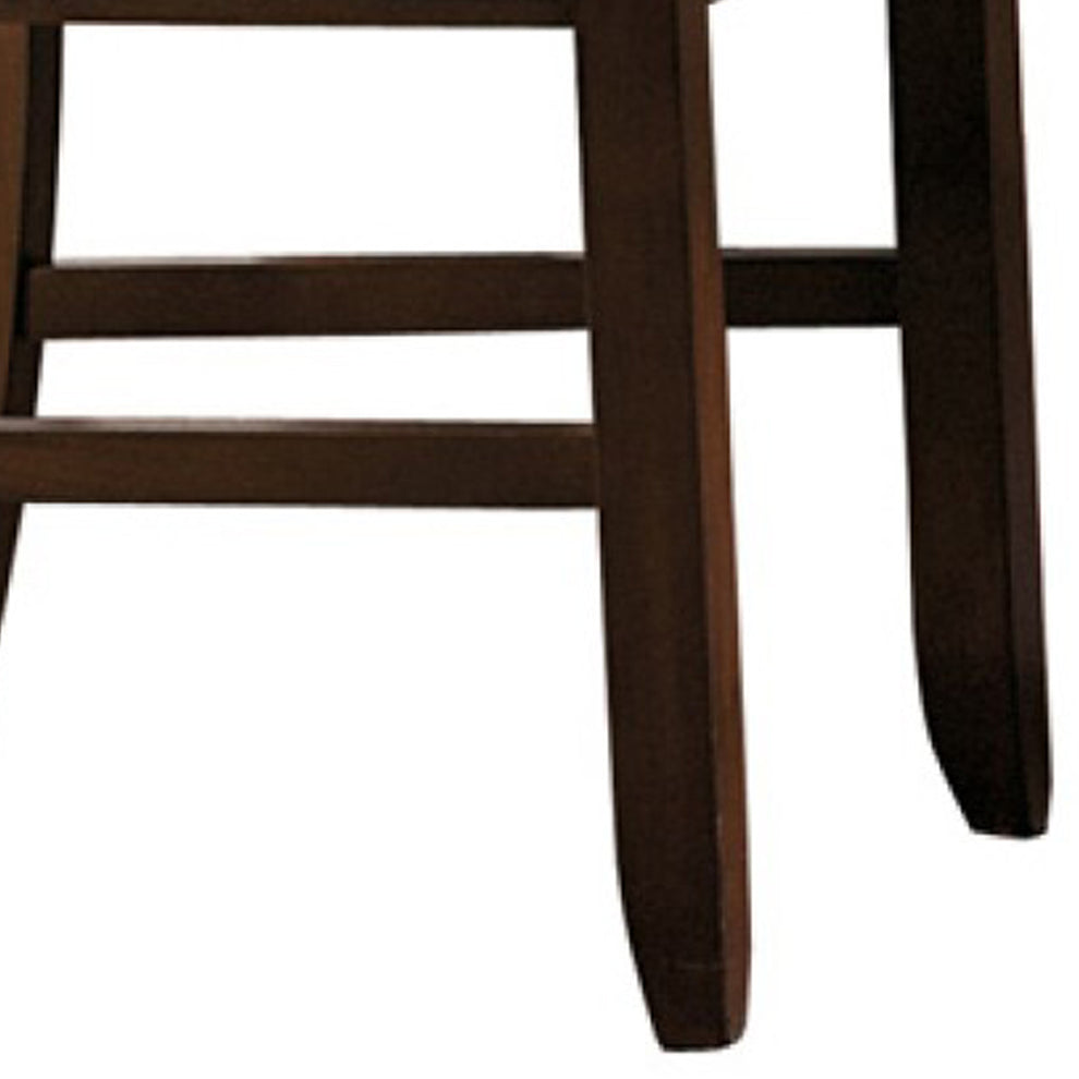 Faux Leather Upholstered Wooden Side Chair With Ladder Back Design, Brown By Benzara | Accent Chairs | Modishstore - 2