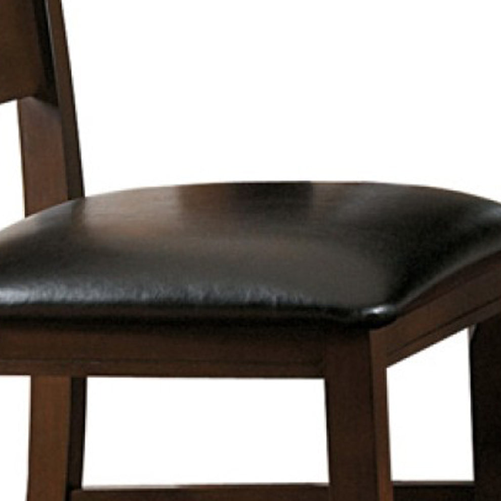 Faux Leather Upholstered Wooden Side Chair With Ladder Back Design, Brown By Benzara | Accent Chairs | Modishstore - 3