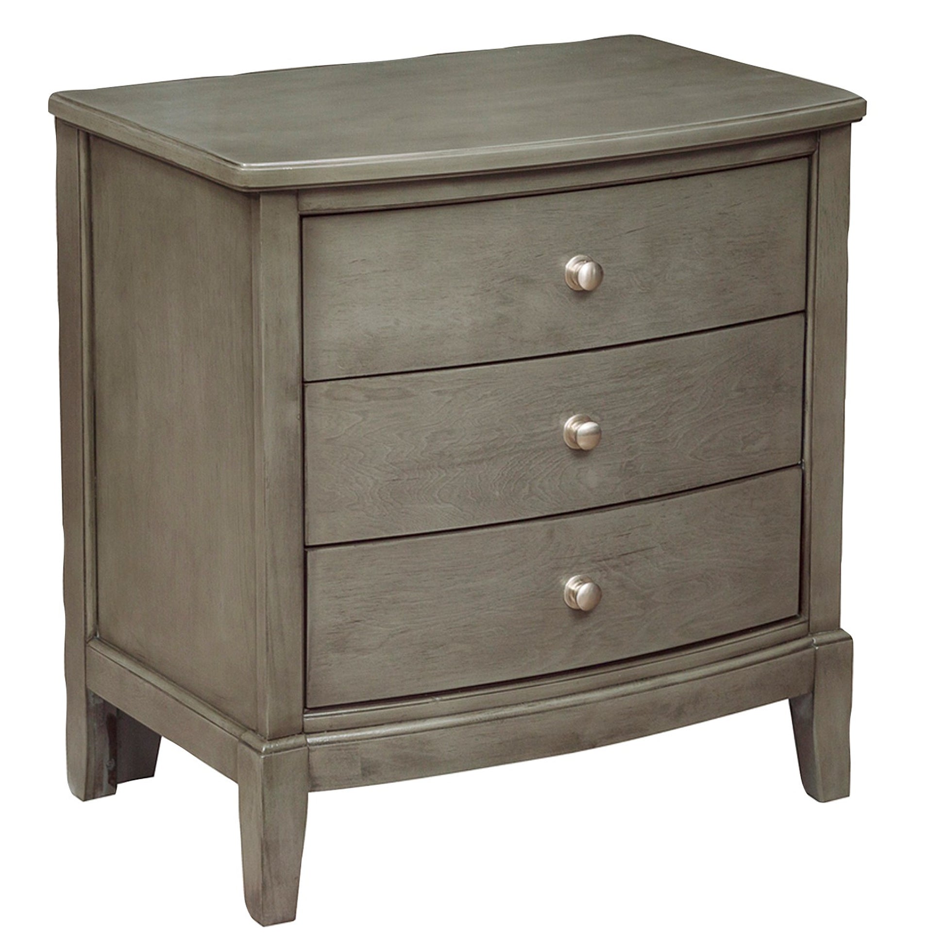 Wooden Nightstand With 3 Spacious Drawers And Knobs, Gray By Benzara | Nightstands | Modishstore