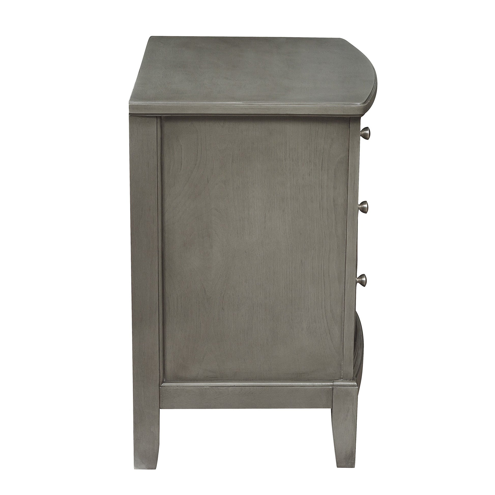 Wooden Nightstand With 3 Spacious Drawers And Knobs, Gray By Benzara | Nightstands | Modishstore - 5