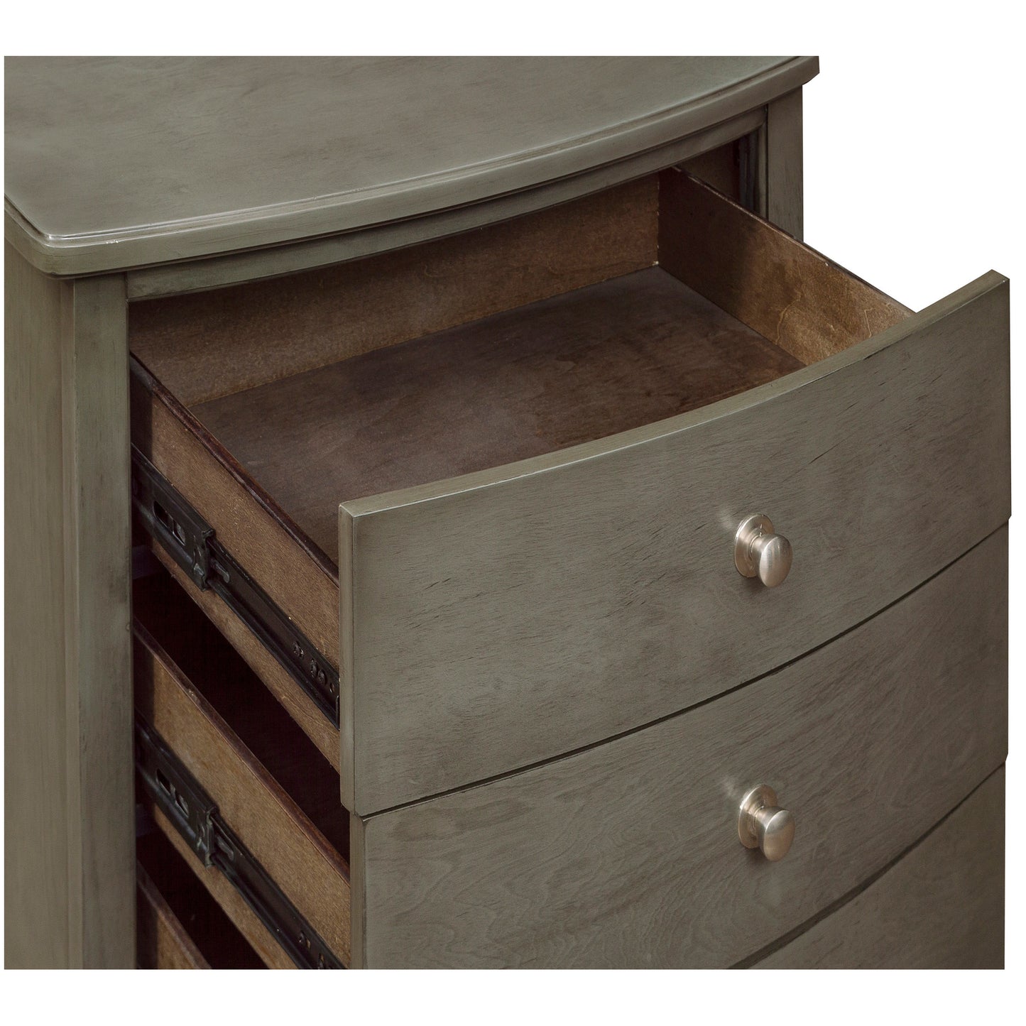 Wooden Nightstand With 3 Spacious Drawers And Knobs, Gray By Benzara | Nightstands | Modishstore - 3