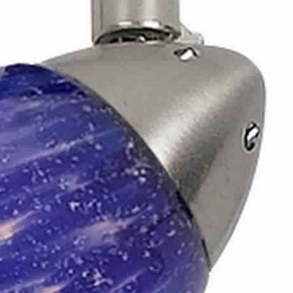 50 Watt Track Fixture With Handblown Glass Shade, Silver And Blue By Benzara | Track Lights |  Modishstore  - 3