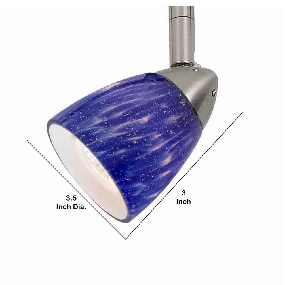 50 Watt Track Fixture With Handblown Glass Shade, Silver And Blue By Benzara | Track Lights |  Modishstore  - 2