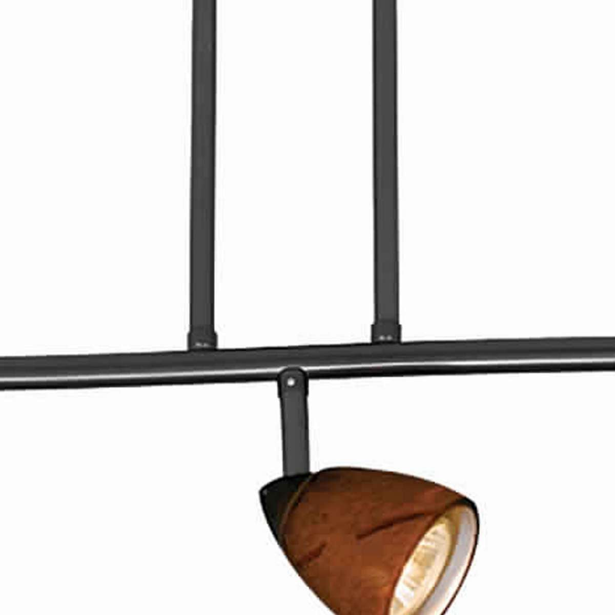 3 Light 120V Metal Track Light Fixture With Glass Shade, Black And Brown By Benzara | Ceiling Lamps |  Modishstore  - 4