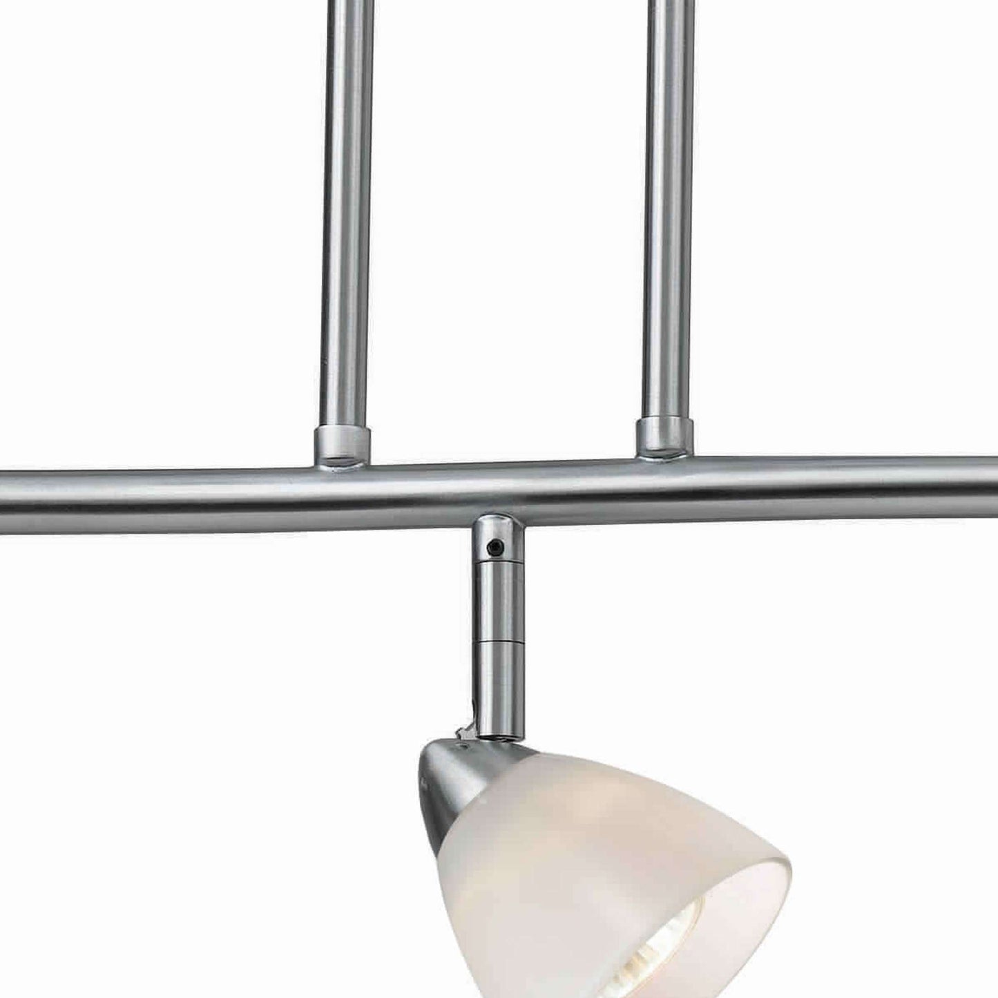 3 Light 120V Metal Track Light Fixture With Glass Shade, White And Silver By Benzara | Ceiling Lamps |  Modishstore  - 4