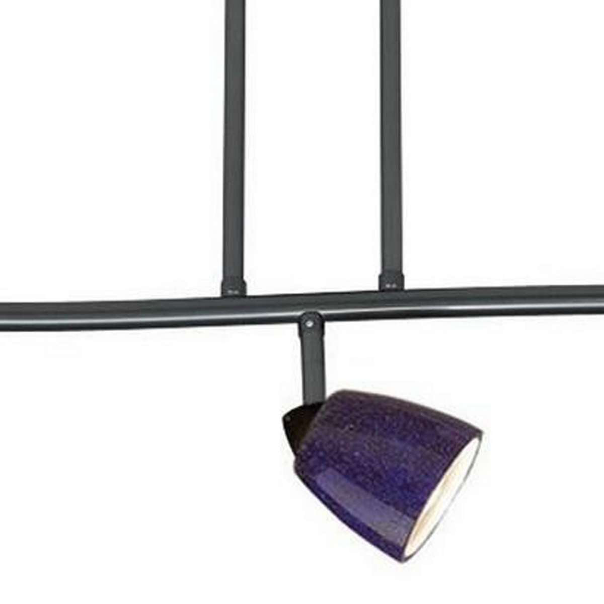 3 Light 120V Metal Track Light Fixture With Glass Shade, Black And Blue By Benzara | Ceiling Lamps |  Modishstore  - 5
