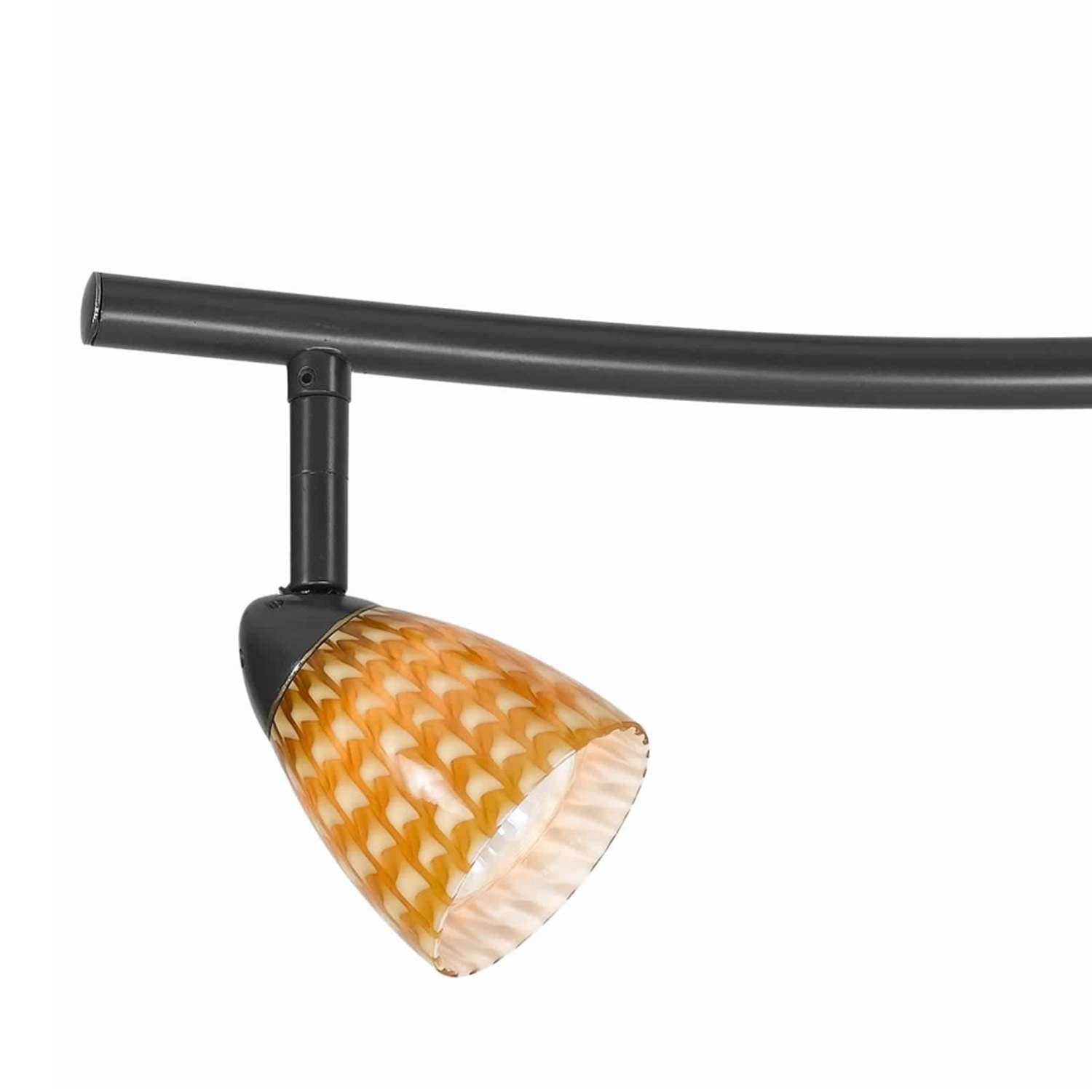 3 Light 120V Metal Track Light Fixture With Glass Shade, Black And Yellow By Benzara | Ceiling Lamps |  Modishstore  - 3