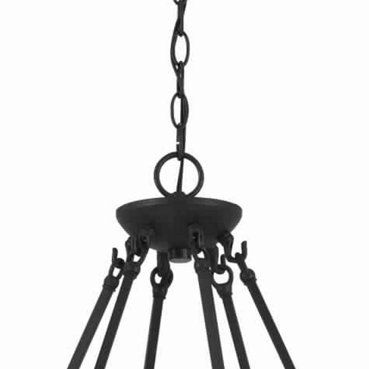6 Bulb Metal Frame Wagon Wheel Candle Chandelier With Wooden Accents, Black By Benzara | Chandeliers |  Modishstore  - 5