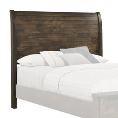 Queen Size Wooden Sleigh Headboard With Paneled Details, Brown By Benzara