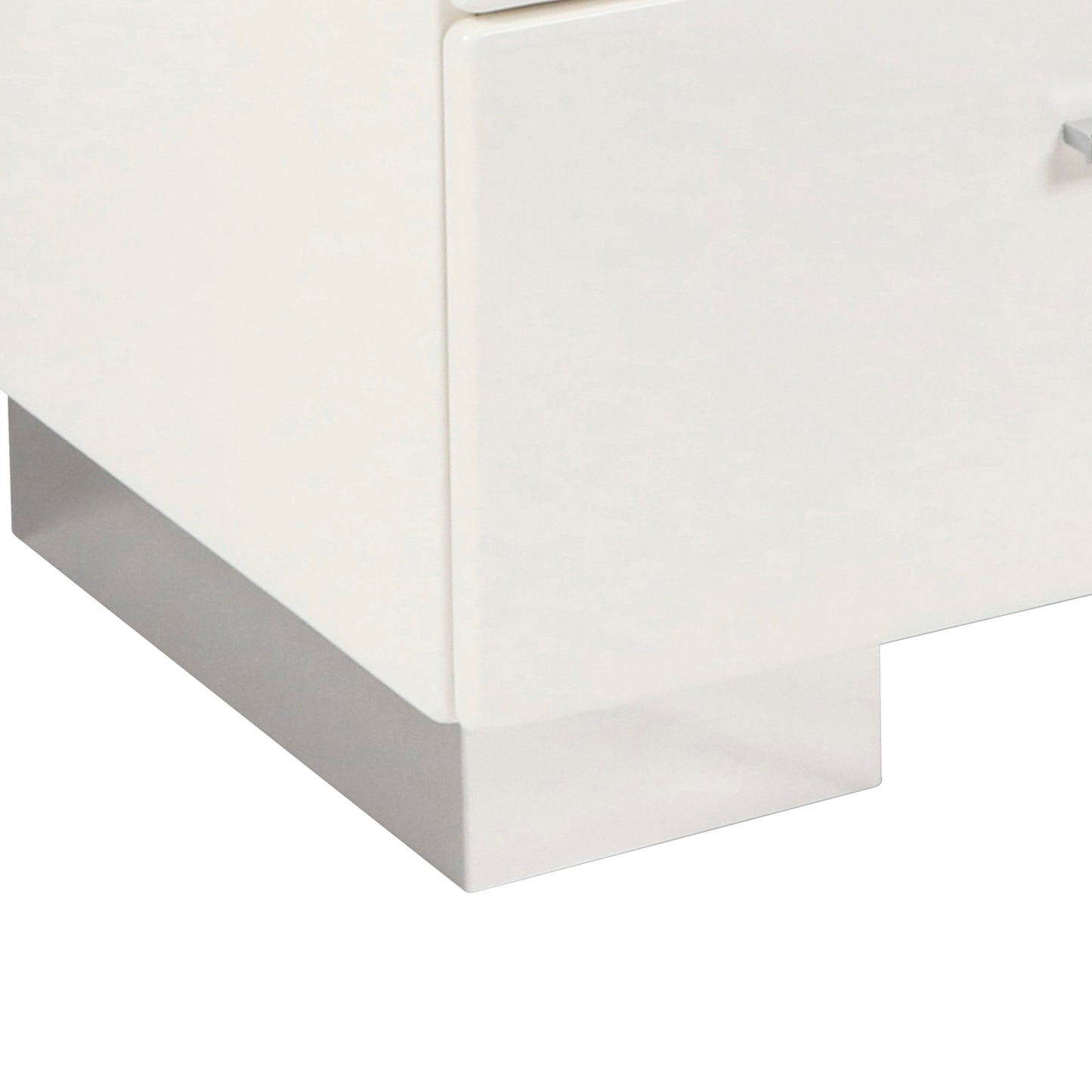 2 Drawer Wooden Nightstand With Metal Base And Bar Handles, White By Benzara | Nightstands | Modishstore - 4