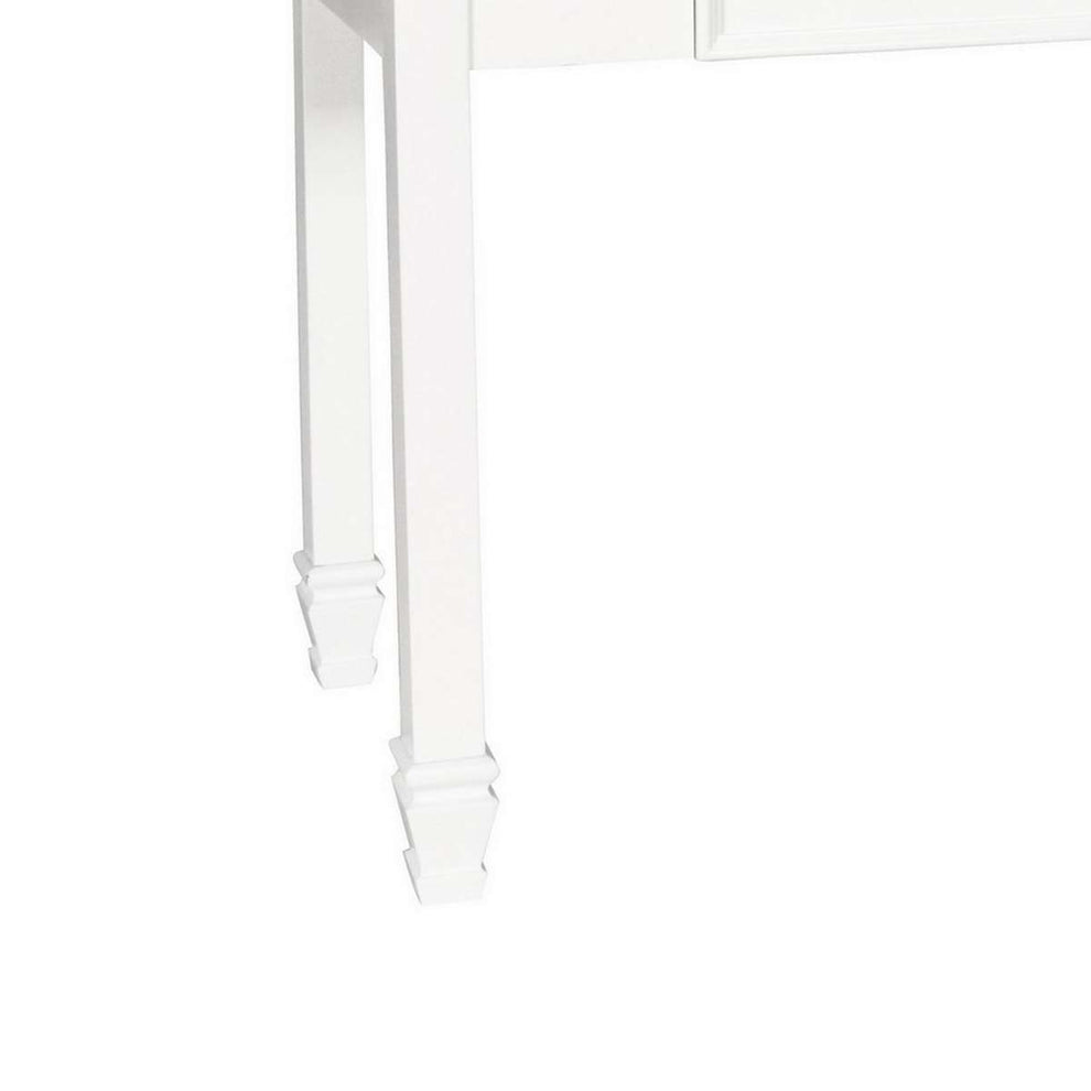 Single Drawer Wooden Desk With Metal Ring Pull And Tapered Legs, White By Benzara | Desks |  Modishstore  - 3