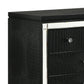 3 Drawer Wooden Nightstand With Mirror Accents And Faux Crystal Pulls,Black By Benzara | Nightstands | Modishstore - 2