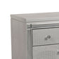 3 Drawer Wooden Nightstand With Mirror Accents And Faux Crystal Pulls, Gray By Benzara | Nightstands | Modishstore - 2