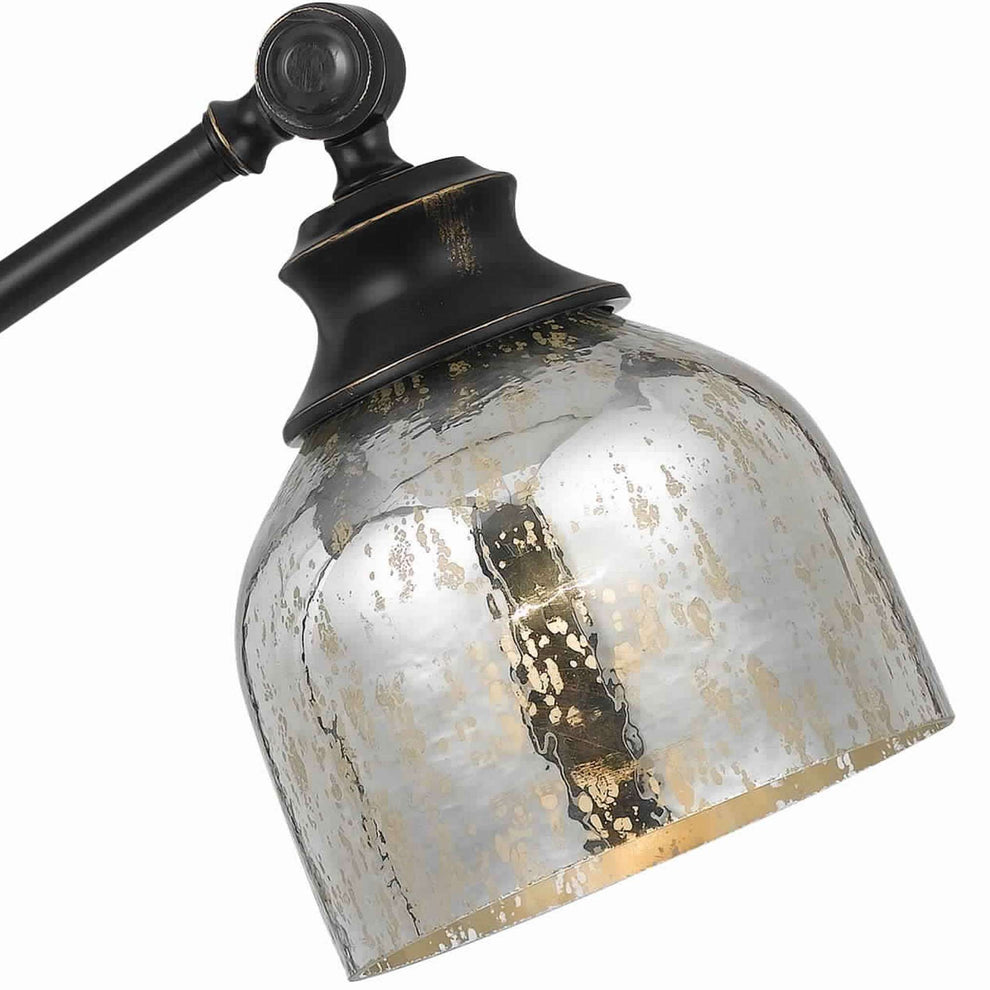 60 Watt Metal Body Table Lamp With Dome Glass Shade, Black And Silver By Benzara | Table Lamps |  Modishstore  - 3