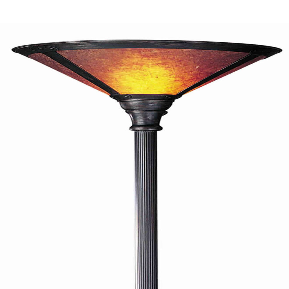 3 Way Metal Body Torchiere Lamp With Conical Mica Shade, Bronze By Benzara | Table Lamps |  Modishstore  - 3