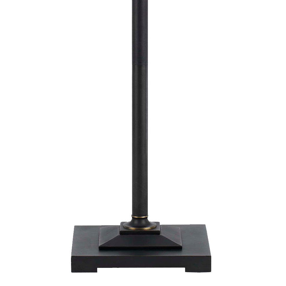 Metal Body Floor Lamp With Fabric Tapered Bell Shade, Black And Beige By Benzara | Floor Lamps | Modishstore - 2