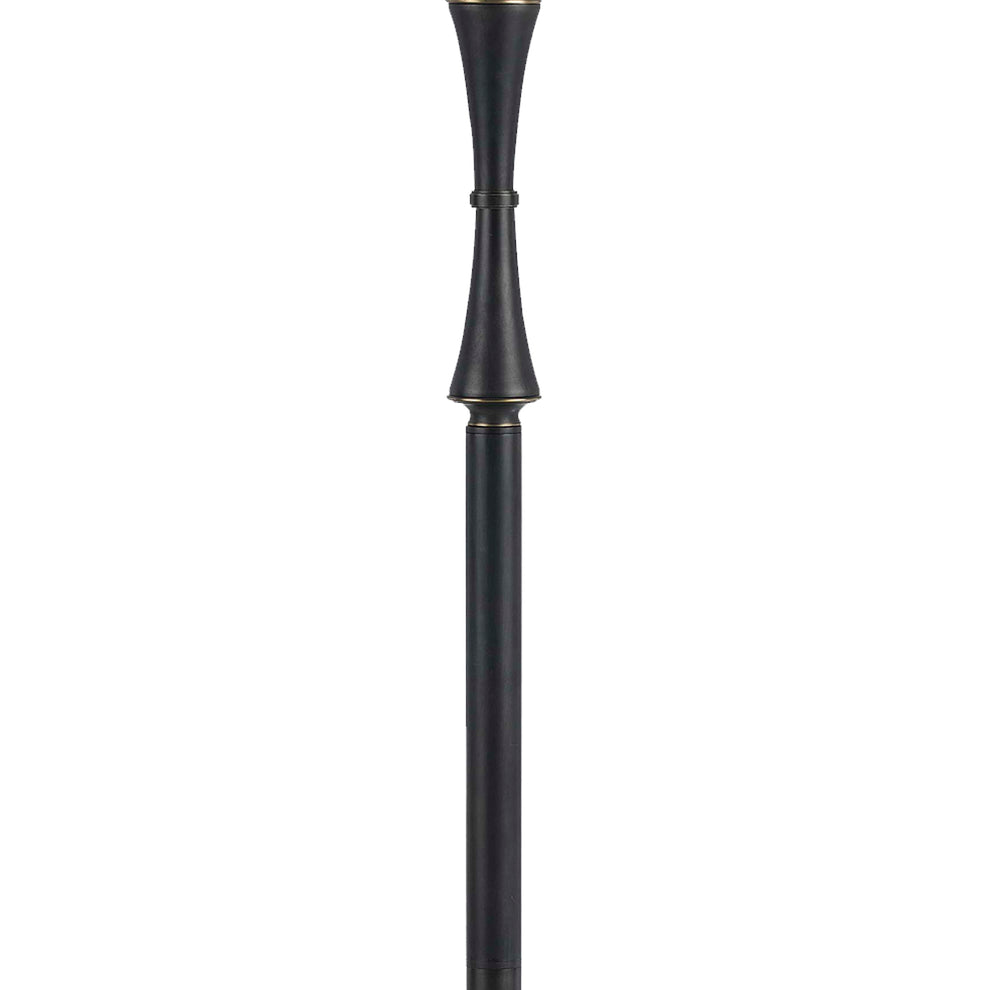 Metal Body Floor Lamp With Fabric Tapered Bell Shade, Black And Beige By Benzara | Floor Lamps | Modishstore - 3