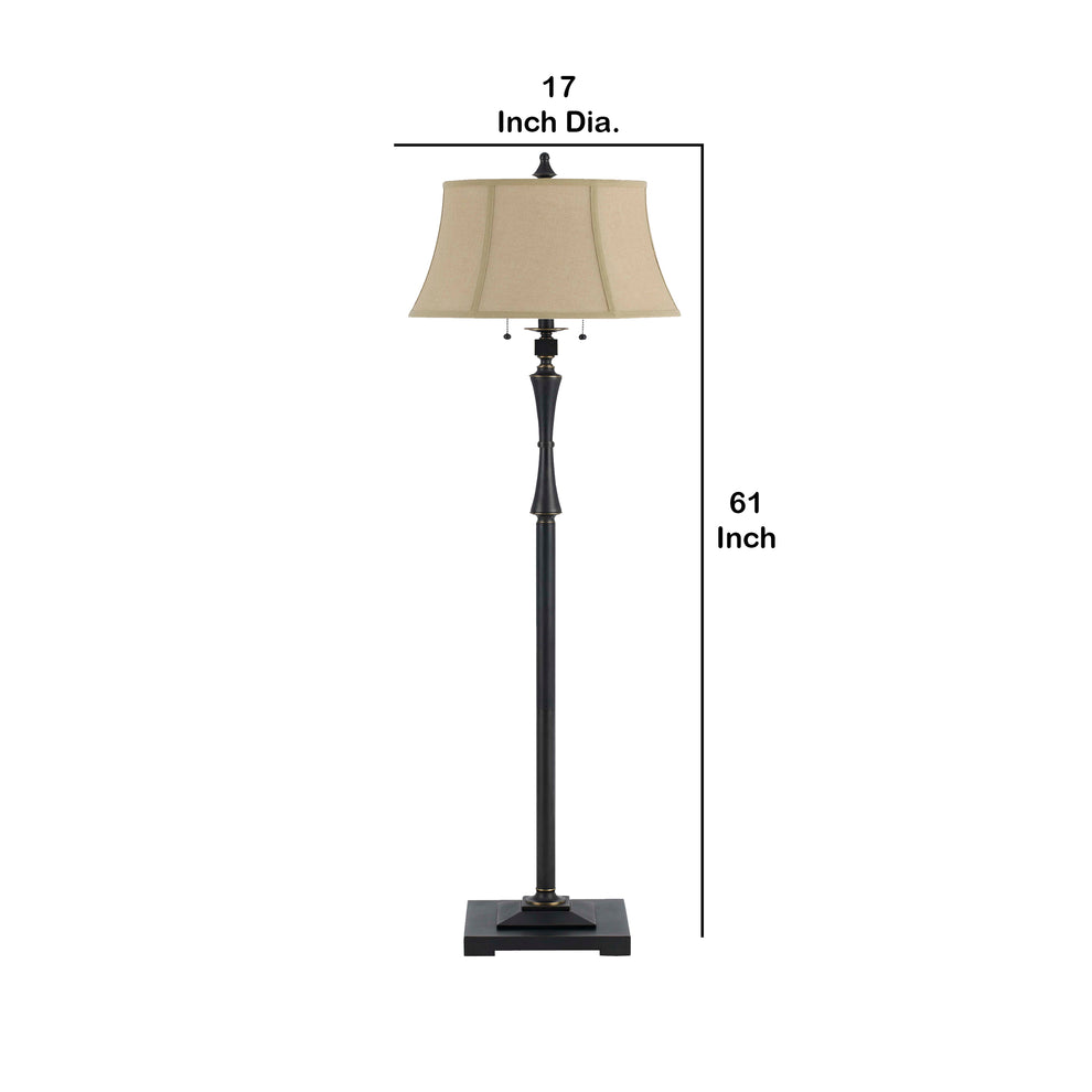 Metal Body Floor Lamp With Fabric Tapered Bell Shade, Black And Beige By Benzara | Floor Lamps | Modishstore - 5