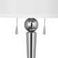 Dual Bulb Metal Body Table Lamp With Fabric Drum Shade, Silver And White By Benzara | Table Lamps |  Modishstore  - 5