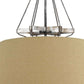 3 Bulb Pendent With Round Burlap Shade And Metal Frame, Beige By Benzara | Chandeliers |  Modishstore  - 4