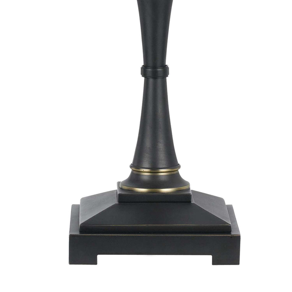 Metal Body Table Lamp With Fabric Tapered Bell Shade, Black And Beige By Benzara | Table Lamps |  Modishstore  - 5
