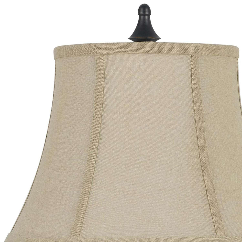 Metal Body Table Lamp With Fabric Tapered Bell Shade, Black And Beige By Benzara | Table Lamps |  Modishstore  - 3