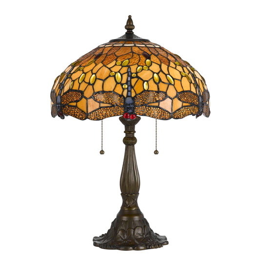 2 Bulb Tiffany Table Lamp With Dragonfly Design Shade, Multicolor By Benzara | Table Lamps |  Modishstore 