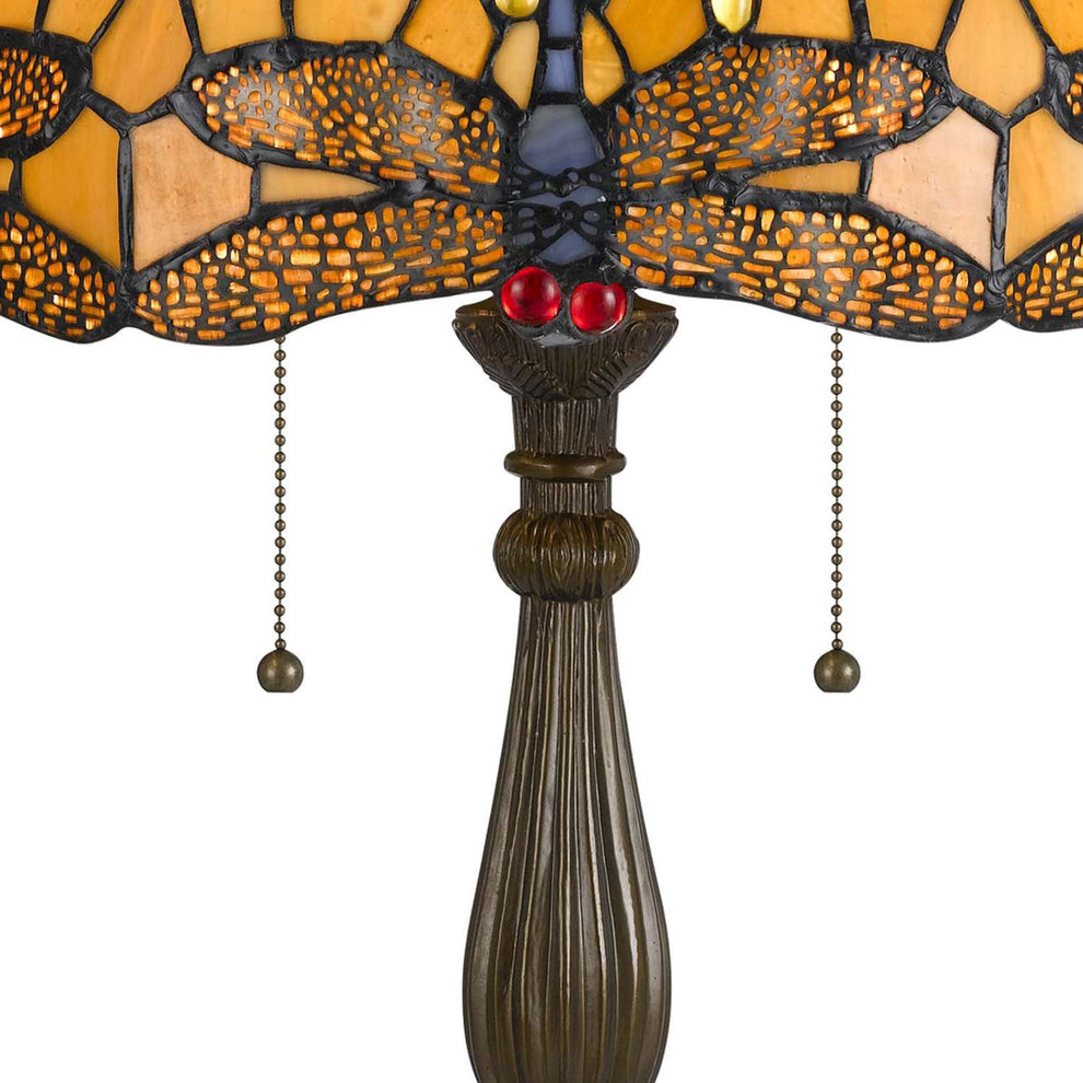 2 Bulb Tiffany Table Lamp With Dragonfly Design Shade, Multicolor By Benzara | Table Lamps |  Modishstore  - 4