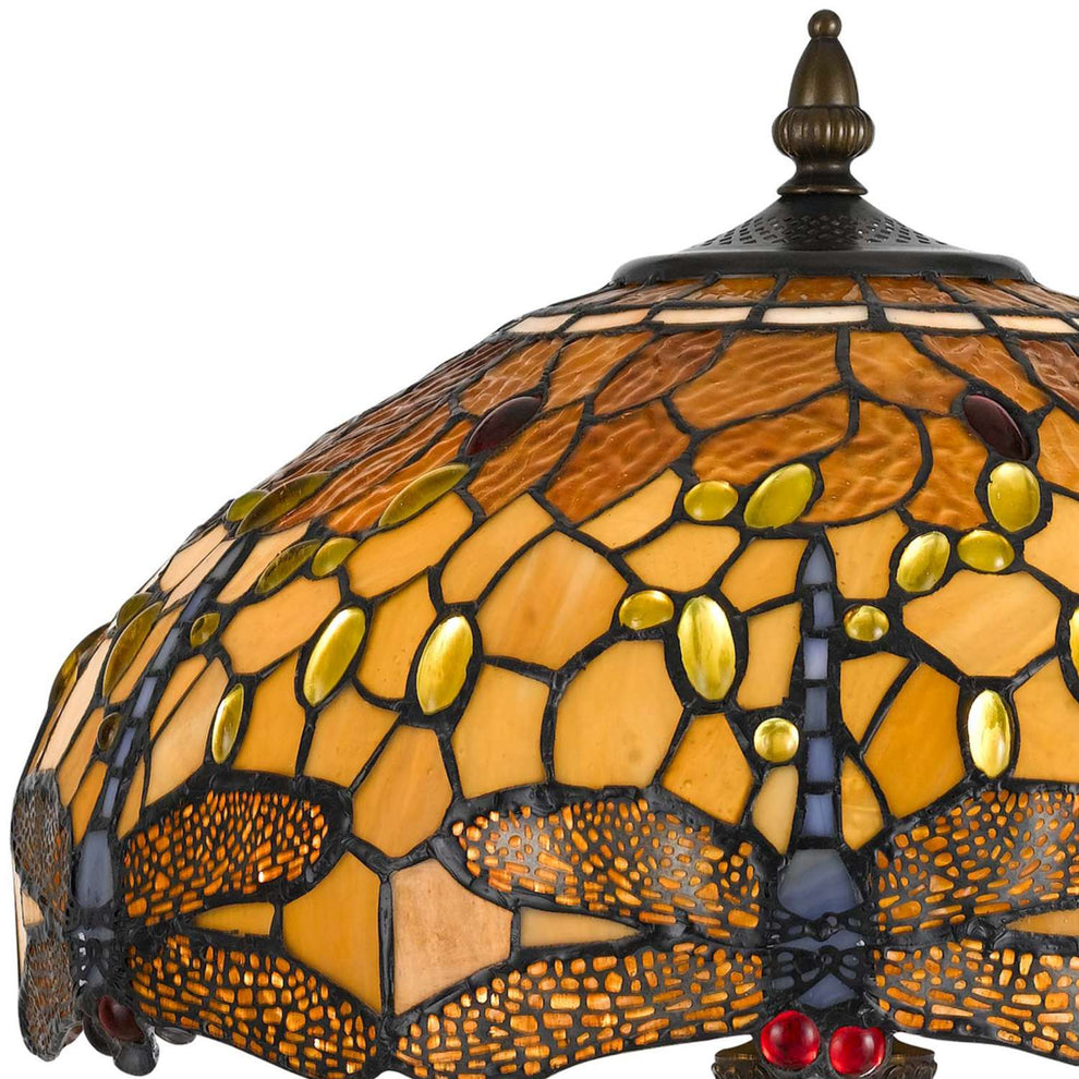 2 Bulb Tiffany Table Lamp With Dragonfly Design Shade, Multicolor By Benzara | Table Lamps |  Modishstore  - 3
