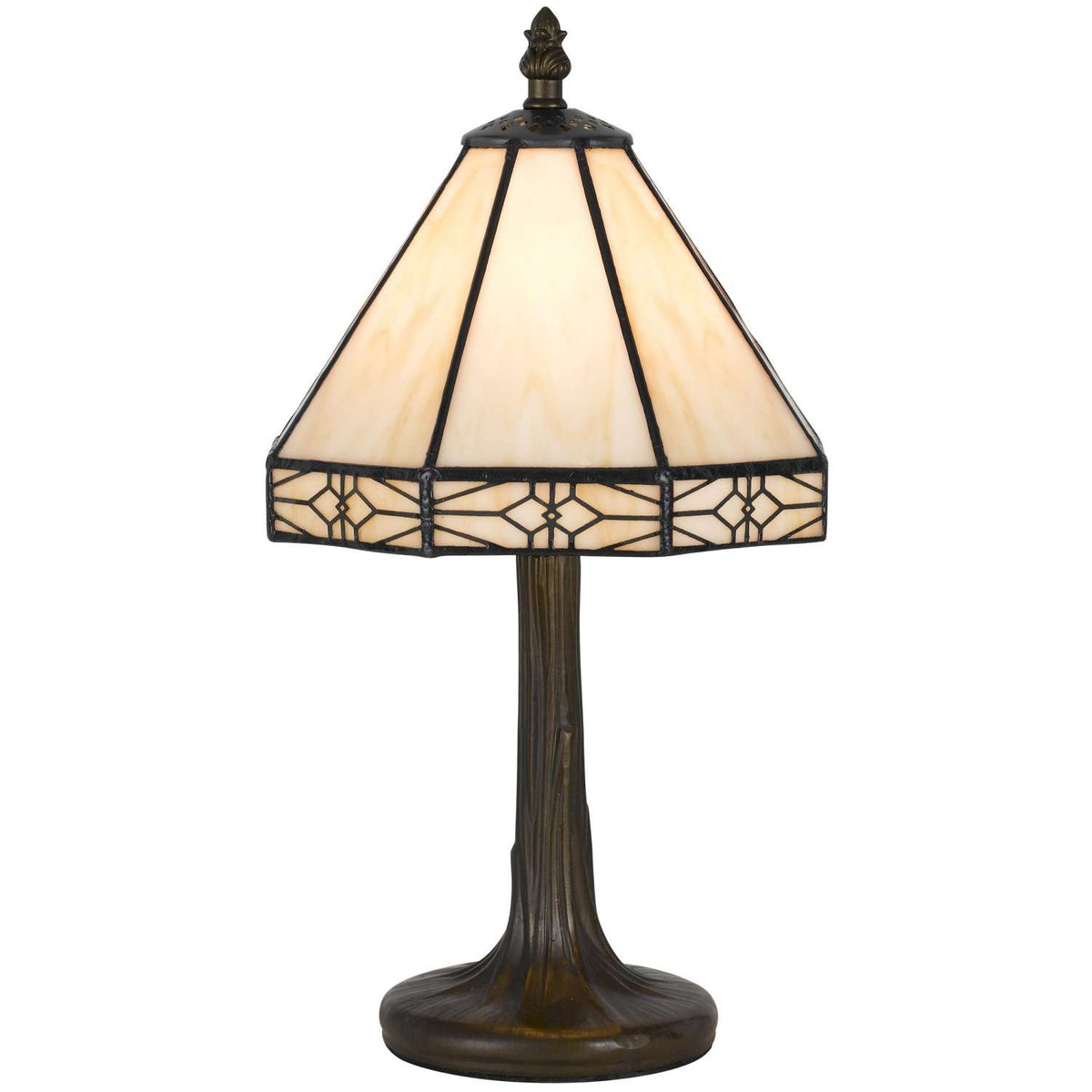 Tree Like Metal Body Tiffany Table Lamp With Conical Shade,Beige And Bronze By Benzara | Table Lamps |  Modishstore 