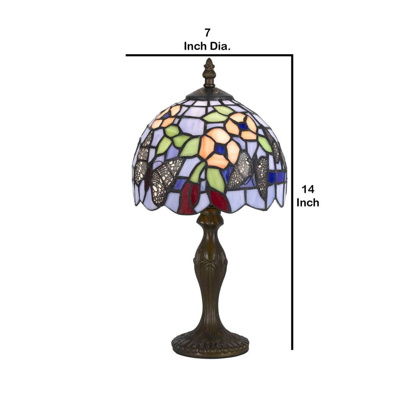 Metal Body Tiffany Table Lamp With Butterfly Design Shade, Multicolor By Benzara | Table Lamps |  Modishstore  - 2