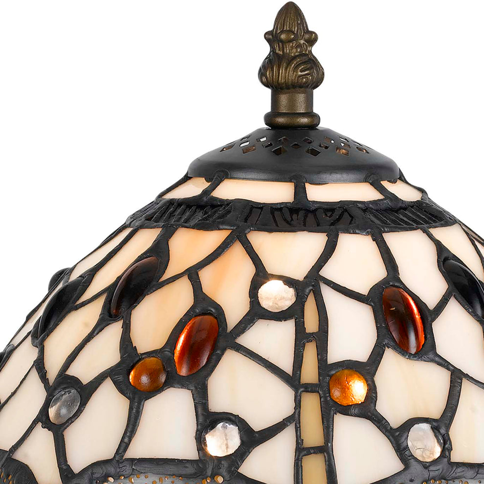 Metal Body Tiffany Table Lamp With Dragonfly Design Shade, Multicolor By Benzara | Desk Lamps | Modishstore - 4