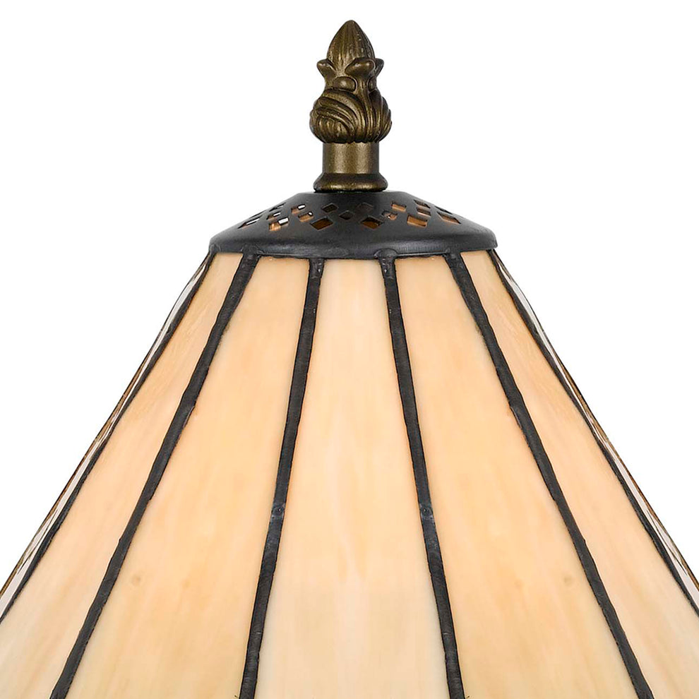 Tree Like Metal Body Tiffany Table Lamp With Conical Shade,Bronze And Beige By Benzara | Desk Lamps | Modishstore - 3