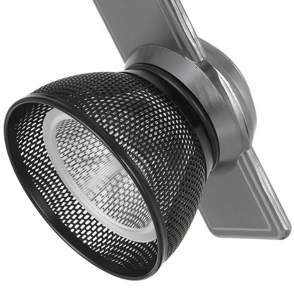12W Integrated Led Metal Track Fixture With Mesh Head, Silver And Black By Benzara | Track Lights |  Modishstore  - 3