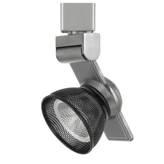 12W Integrated Led Metal Track Fixture With Mesh Head, Silver And Black By Benzara