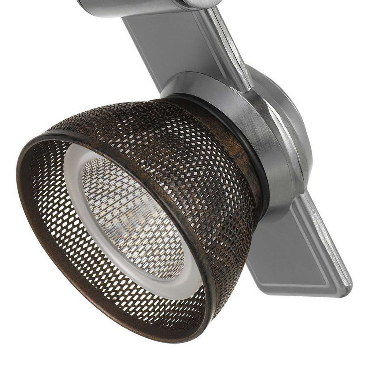 12W Integrated Led Metal Track Fixture With Mesh Head, Silver And Bronze By Benzara | Track Lights |  Modishstore  - 3