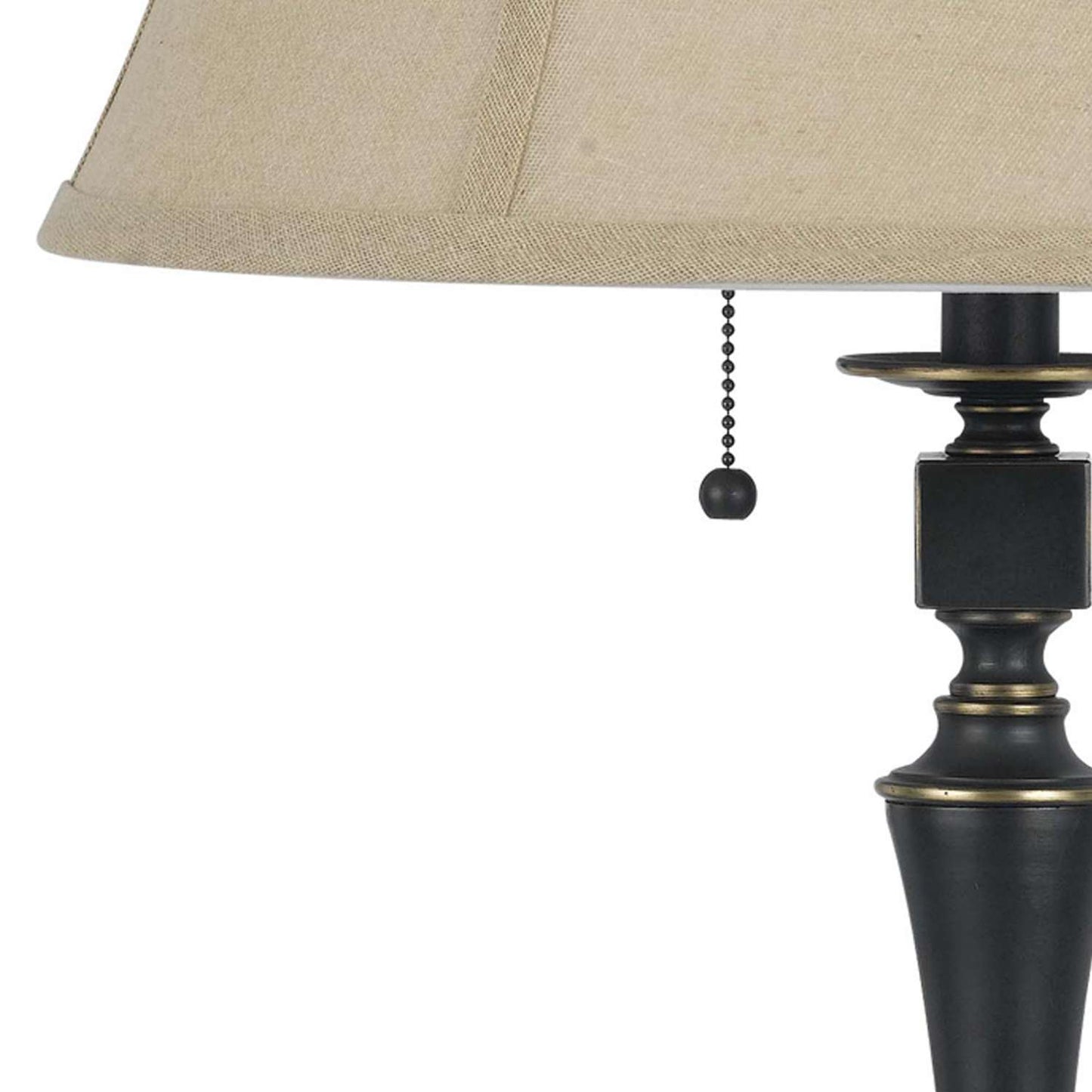 Metal Body Table Lamp With Fabric Tapered Bell Shade, Beige And Black By Benzara | Table Lamps |  Modishstore  - 4