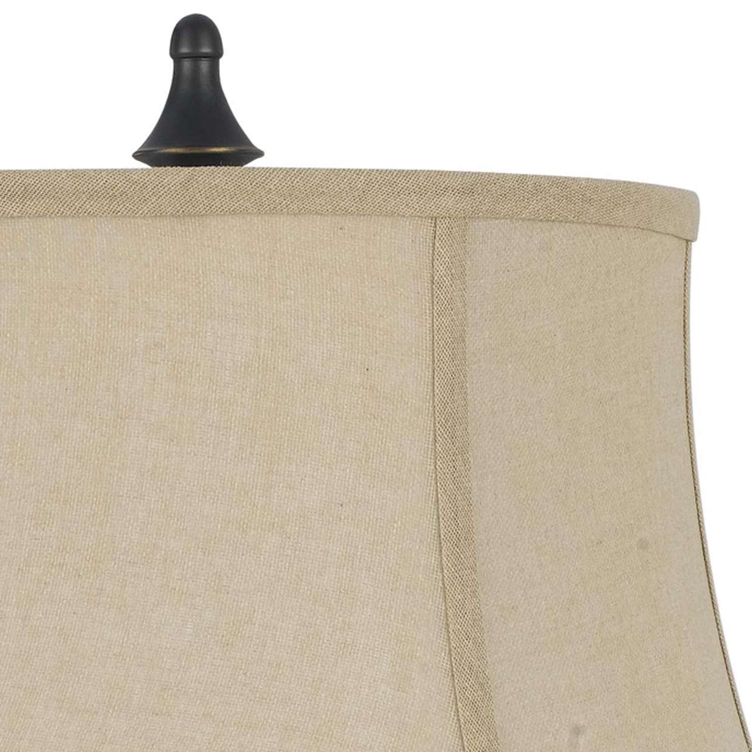 Metal Body Table Lamp With Fabric Tapered Bell Shade, Beige And Black By Benzara | Table Lamps |  Modishstore  - 3
