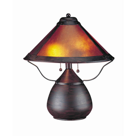 Pot Bellied Metal Body Table Lamp With Conical Mica Shade, Bronze By Benzara | Desk Lamps | Modishstore