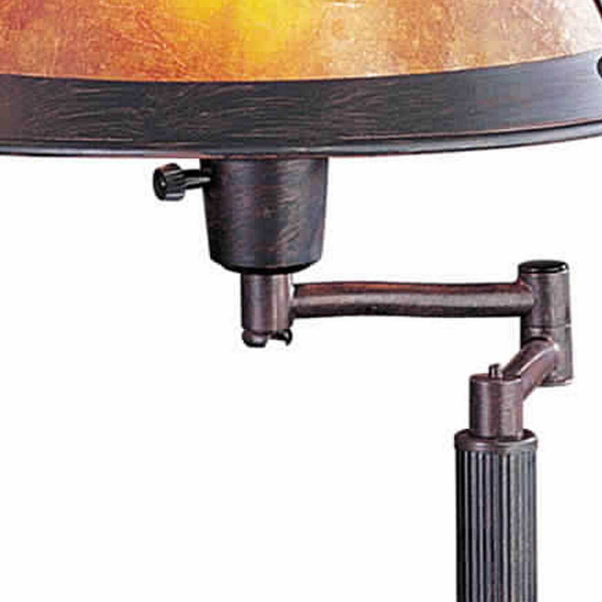 Metal Body Swing Arm Table Lamp with Conical Mica Shade Bronze