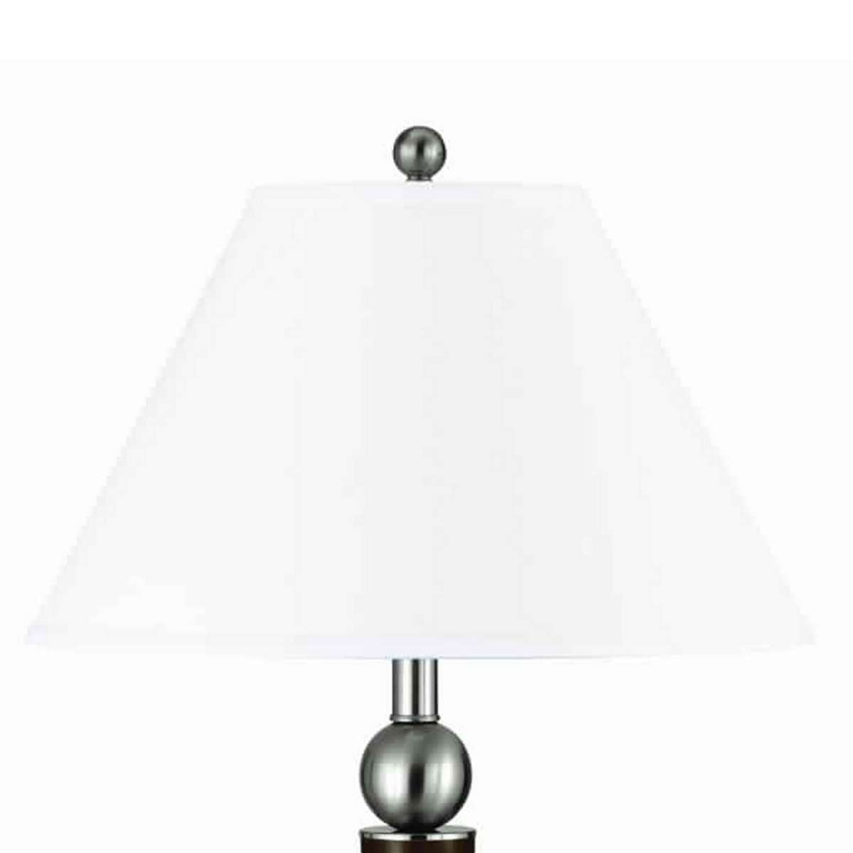 Fabric Shade Table Lamp With Metal Base And Ball Accent, White And Brown By Benzara | Table Lamps |  Modishstore  - 5