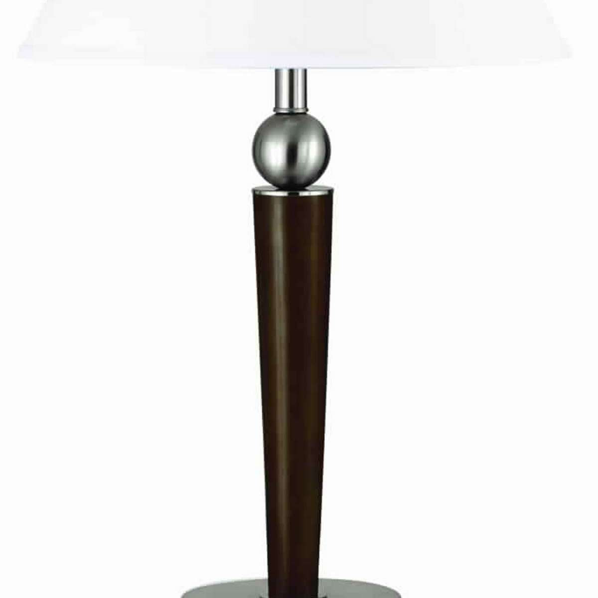 Fabric Shade Table Lamp With Metal Base And Ball Accent, White And Brown By Benzara | Table Lamps |  Modishstore  - 4